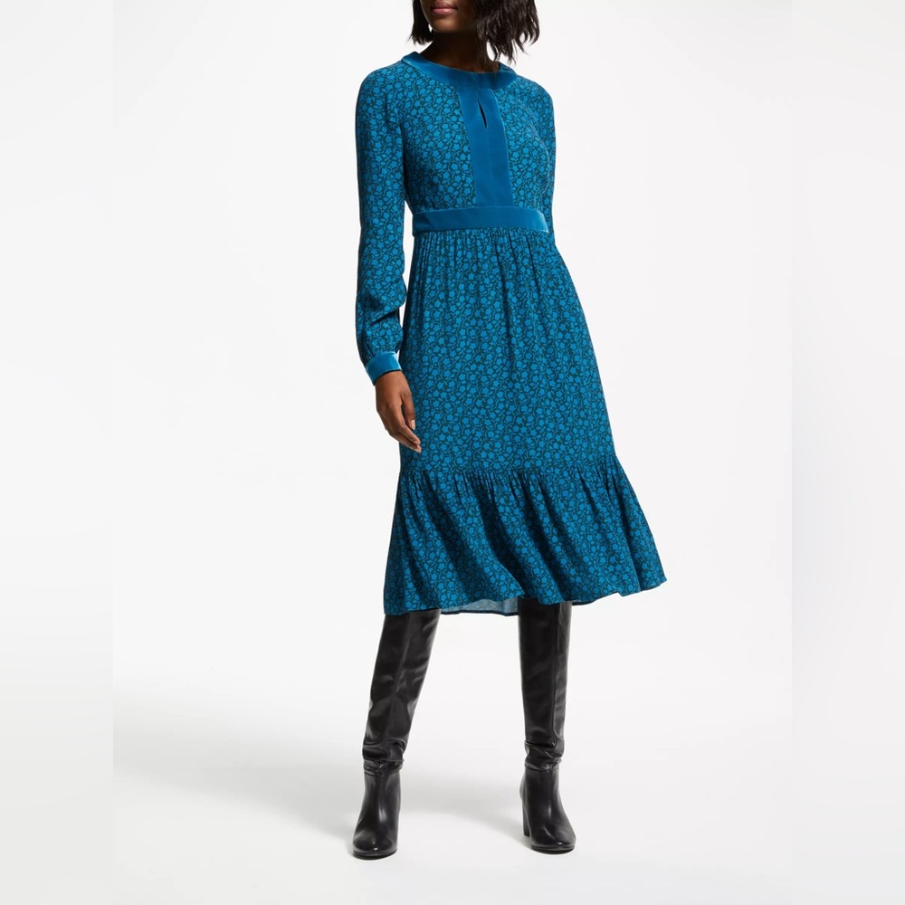 Boden Teal Floral Midi Dress - Picture 2 of 12